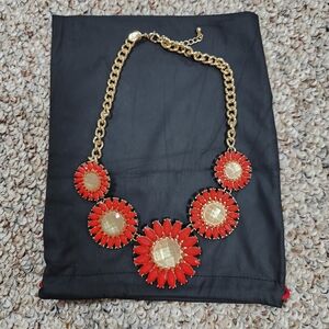 Gold and Red Floral Necklace